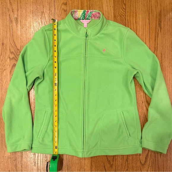 Lilly Pulitzer Green Collared Fleece Full Zip up Jacket Side Pockets large - Picture 4 of 7